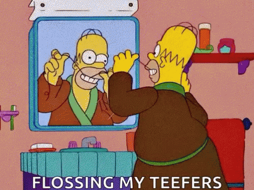 Flossing My Teefers Homer Simpson GIF - Flossing My Teefers Homer Simpson Going To Bed GIFs