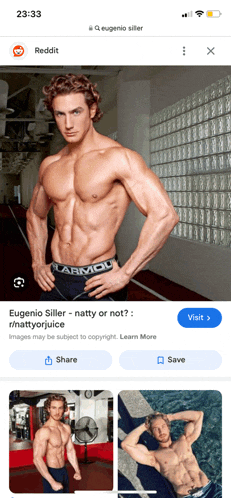 a screenshot of a reddit page with a picture of a muscular man in under armour underwear