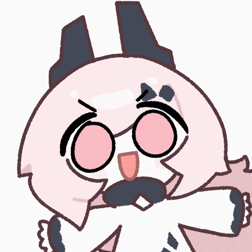 a cartoon character with horns and a mustache looks surprised