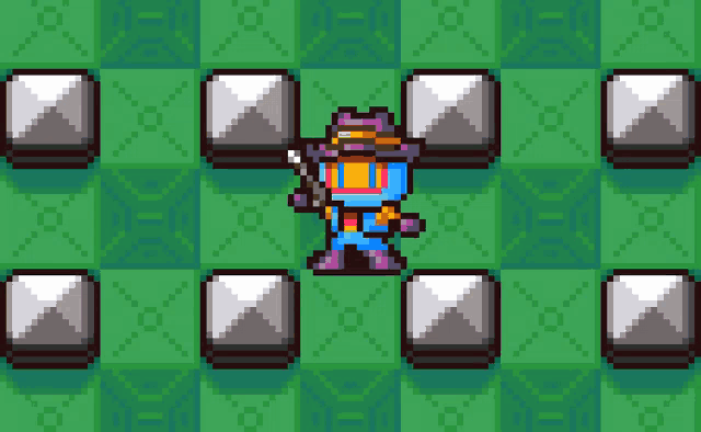 a pixel art of a man holding a sword in a game