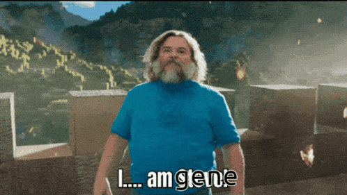 a man in a blue shirt says " i am gente "