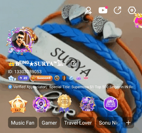 a screenshot of a person 's profile with the name surya on it