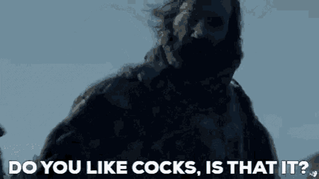 a man with a beard is asking do you like cocks is that it