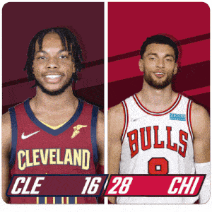 Cleveland Cavaliers (16) Vs. Chicago Bulls (28) First-second Period Break GIF - Nba Basketball Nba 2021 GIFs