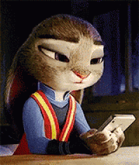 judy hopps from zootopia is looking at her phone
