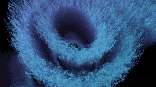 a blue and purple swirl of water on a black background