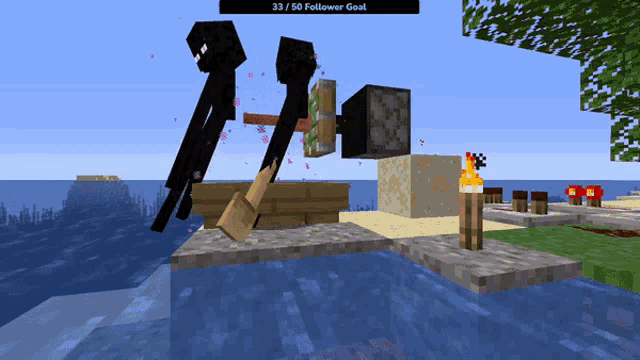 a screenshot of a minecraft game with the number 33 on it
