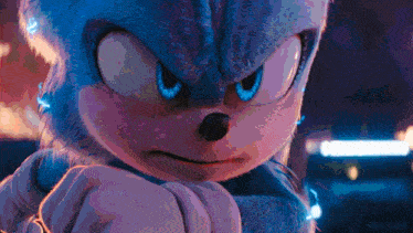 a close up of a sonic the hedgehog cartoon character