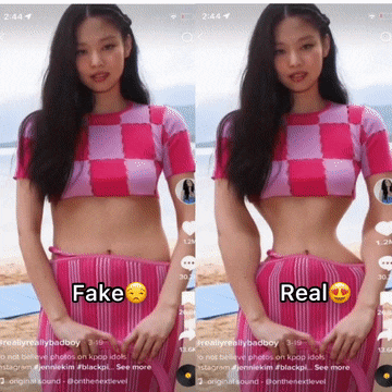 fake and real photos of a girl on a phone