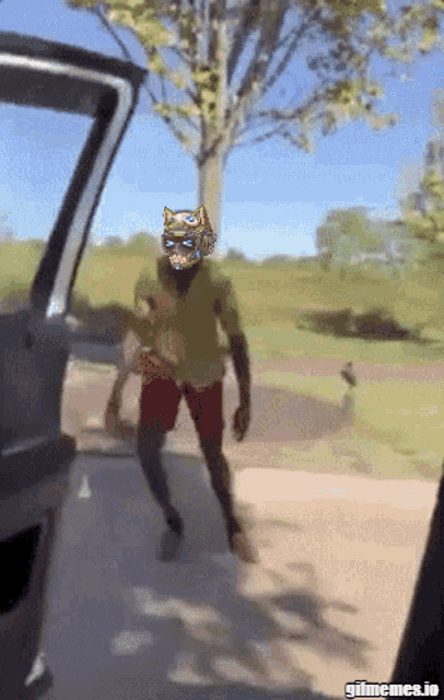 a gif of a man wearing a tiger mask is being displayed on gilmemes.io