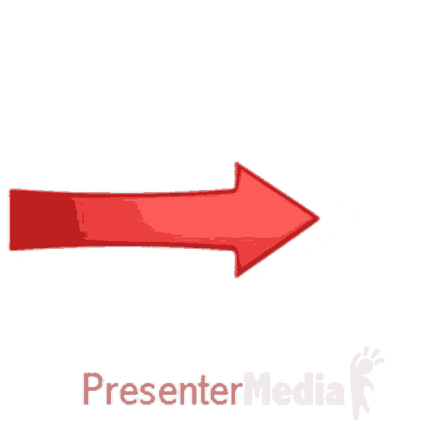 a red arrow pointing to the right with the presenter media logo in the corner