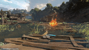 a video game scene with chinese writing on the bottom left