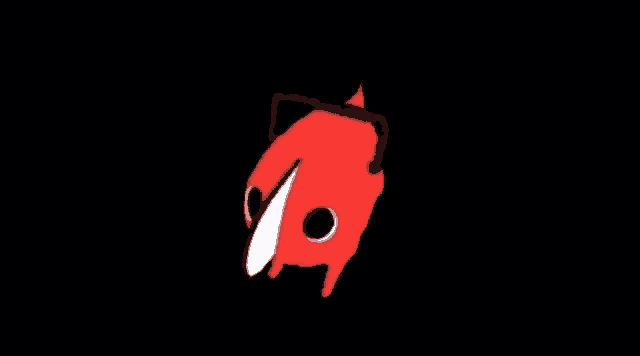 a red cartoon character with a white hat on