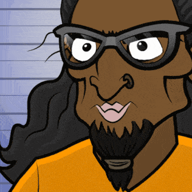 a cartoon drawing of a man wearing glasses and a beard