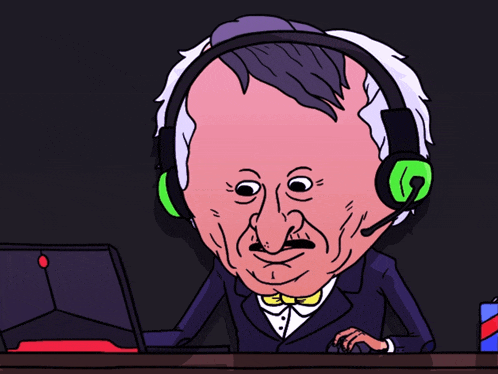 a cartoon of a man wearing headphones with the letter g on it