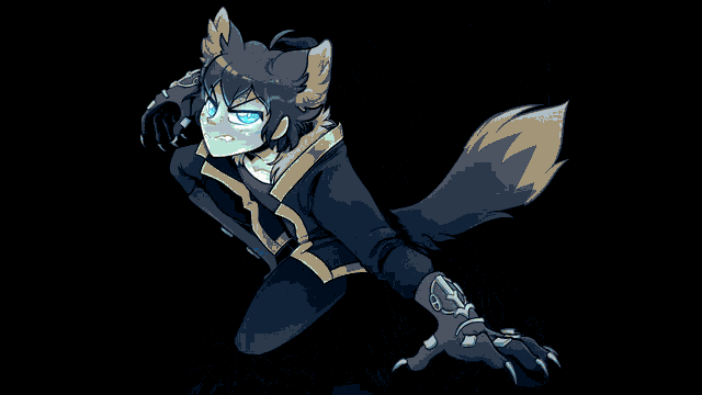 a cartoon drawing of a wolf with a blue light coming out of his mouth