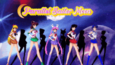 a poster for parallel sailor moon features a group of girls