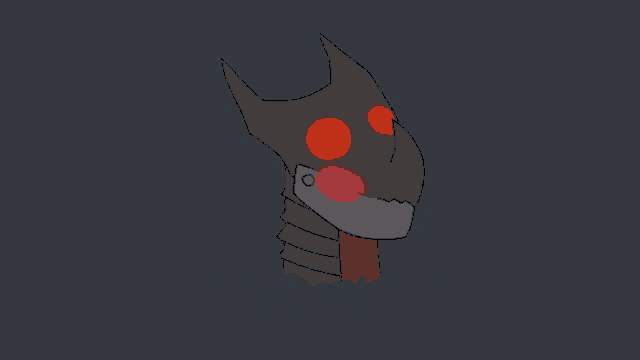 a cartoon of a monster with red eyes and a tongue sticking out