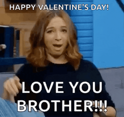 a woman is sitting on a couch and says `` happy valentine 's day ! ''
