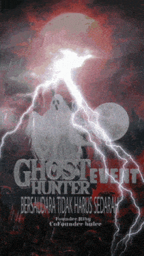 a poster for ghost event hunter shows a ghost being hit by lightning