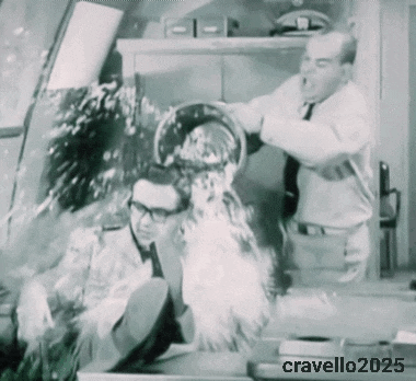 a black and white photo of a man being poured into another man 's face and the year 2025