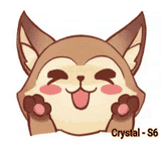 a cartoon drawing of a fox with its tongue out and the name crystal s6 on the bottom