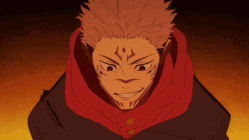 a close up of a person 's face with a red hoodie