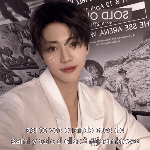 a picture of a young man with the caption " asi te ves cuando eres de sami y solo d ella 3 "