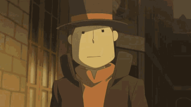 a cartoon character wearing a top hat with a red ribbon