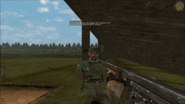 a video game shows a man holding a gun and the words zmrde on the screen