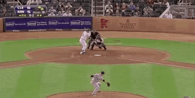 a baseball game being played at target field