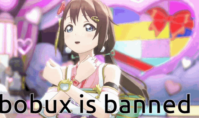a picture of a girl with the words " bobux is banned " on the bottom