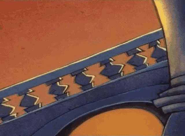 a woman in a blue dress is walking down a bridge .