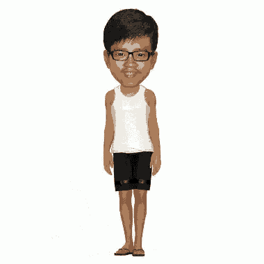 a cartoon of a man wearing glasses and shorts