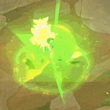a painting of a green and yellow flower with a heart on it