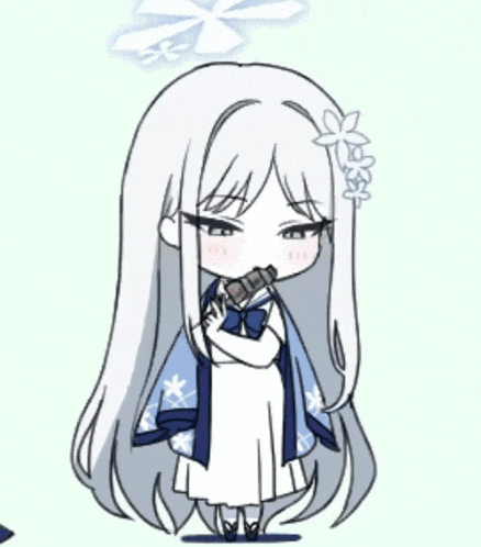 a drawing of a little girl with long white hair