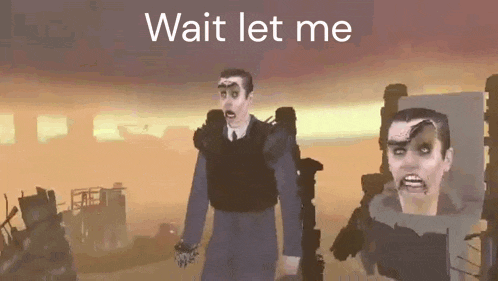 a man in a suit and tie is standing next to a man with a broken head in a video game scene .