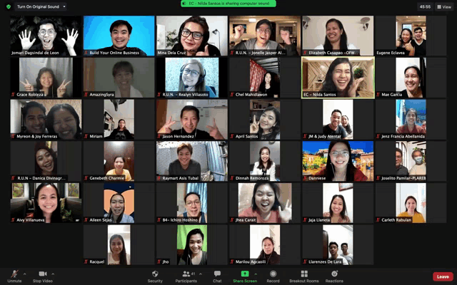 a group of people are on a video call with their names visible