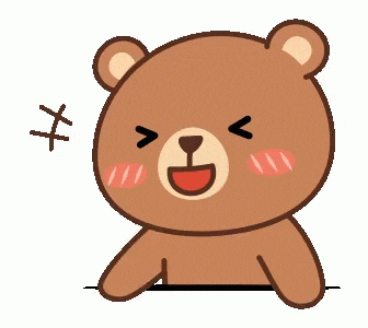 a cartoon teddy bear is making a funny face and waving his arm .