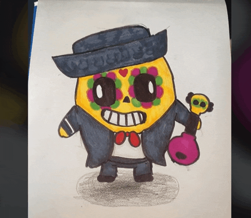 a drawing of a character with a hat and a boxing glove