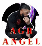 a man with a beard is sitting in a circle with the words `` agri angel '' written on it .