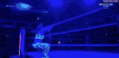 a pixelated image of a boxing ring with the word champions on the corner