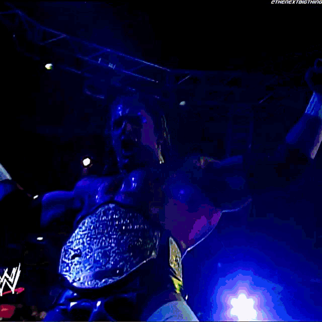 a wrestler with a wrestling belt on his waist