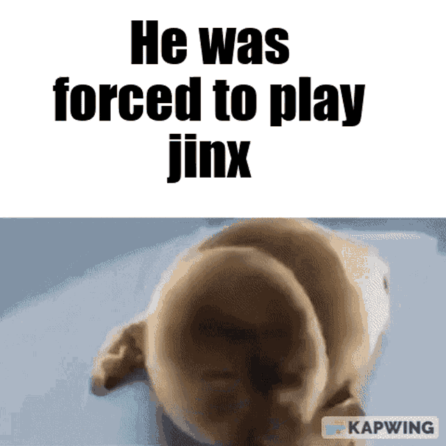 a seal is laying on a table with the words `` he was forced to play jinx '' written on it .