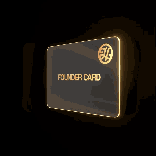 a black card that says founder card in gold letters