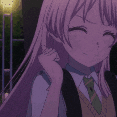 a close up of a girl with pink hair wearing a tie