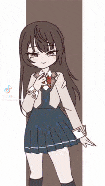 a drawing of a girl in a school uniform has tiktok written on the bottom right
