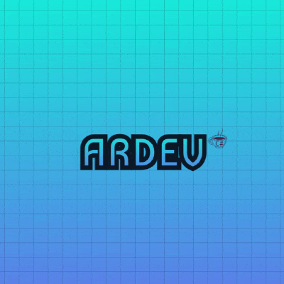 a blue background with the word ardeu in black