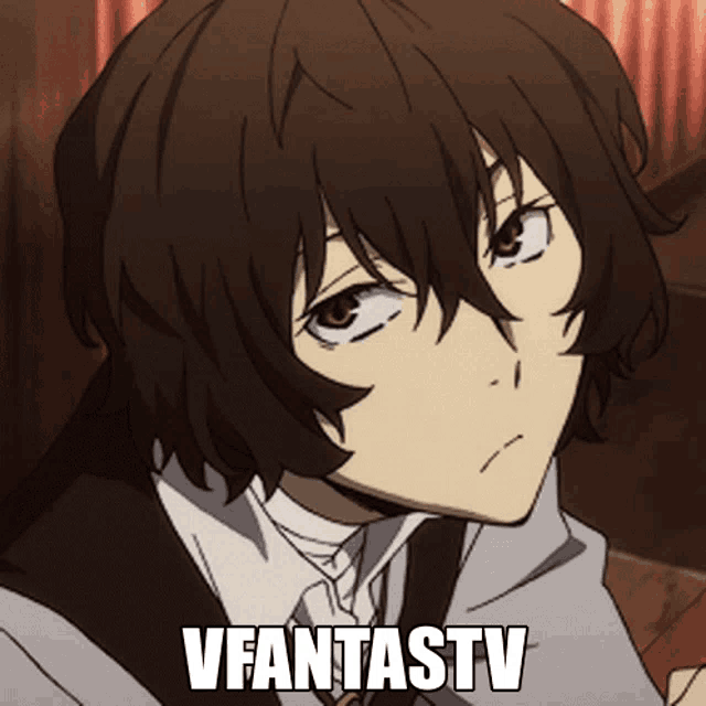 a close up of a person with the words vfantastv written below them
