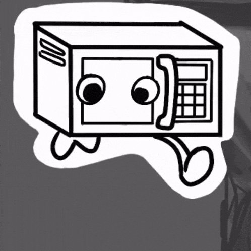 a black and white drawing of a safe with the number 76 on it